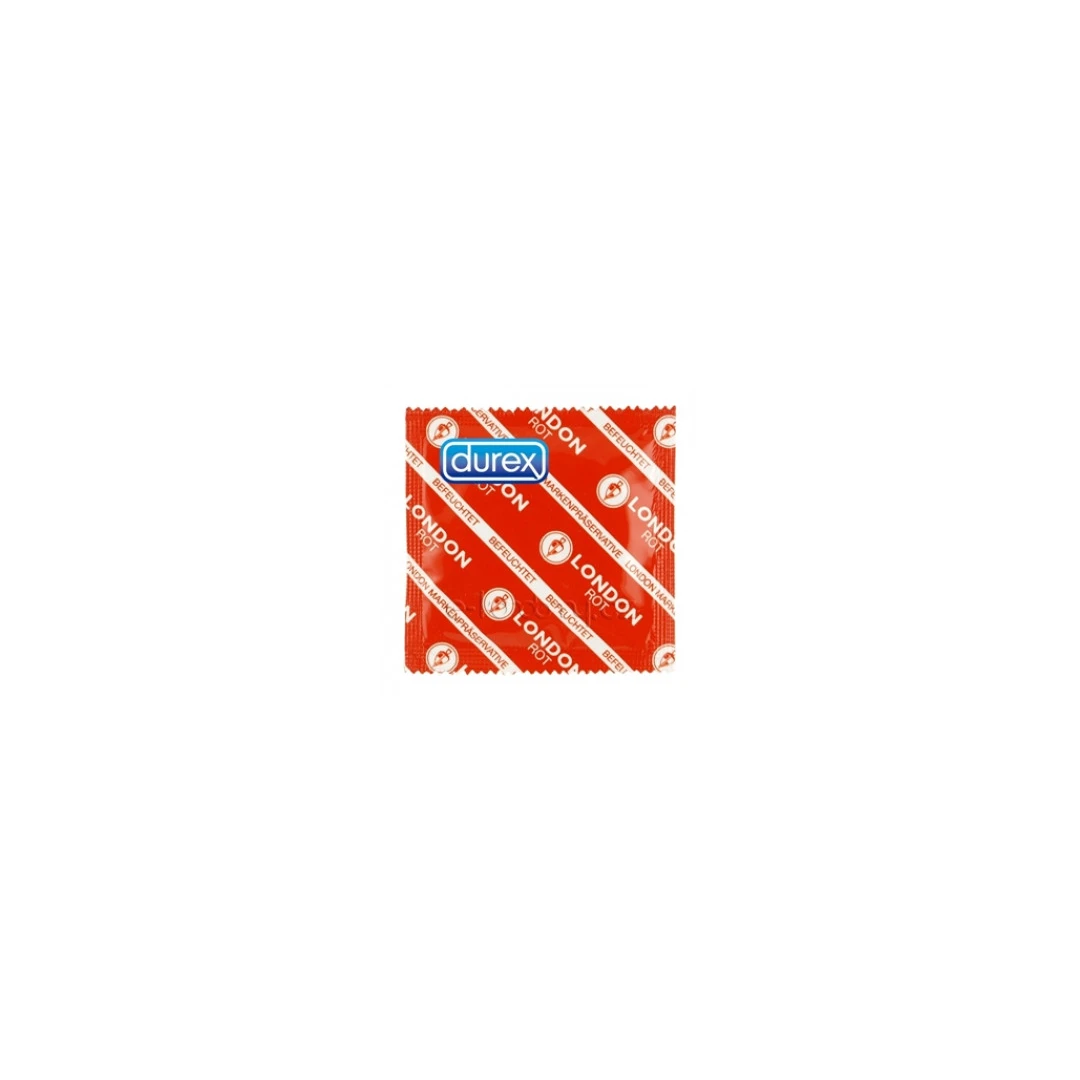 Prezervative Durex LONDON Red - Rosu cu aroma de capsuni - 1 buc. - 