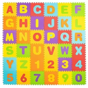 Covor spuma ptr copii, EVA multicolor, model alfabet si numere, 172x172x1cm, Springos - 