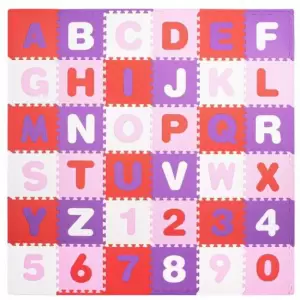Covor spuma ptr copii, EVA roz cu mov, model alfabet si numere, 172x172x1cm, Springos - 