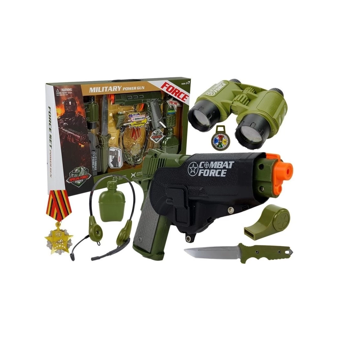 Set de joaca pentru copii, pistol cu toc, binoclu si diverse accesorii de armata MCT 7865 - 