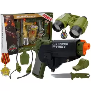 Set de joaca pentru copii, pistol cu toc, binoclu si diverse accesorii de armata MCT 7865 - 