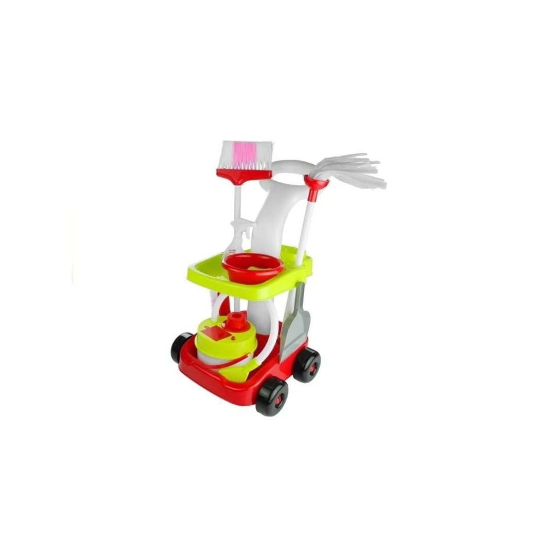 Set carucior de curatenie pentru copii, Cleaning Trolley, cu 8 Accesorii de jucarie, Multicolor MCT 3560 - 