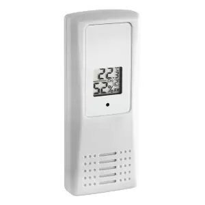 Transmitator wireless digital pentru temperatura si umiditate, afisaj LCD, alb, MCT 30.3208.02 - Senzor wireless suplimentar de temperatura si umiditate, compatibil cu termo-higrometrul TFA 30.3054.10 .Ajustabil pentru canalele 1-8.Transmite valorile masurate la fiecare 60 secunde.Ecran LCD pentru afisare temperatura si umiditate.Potrivit pentru termo-higrometrul TFA 30.3054.10 .Poate stationa individual pe mobilier sau poate fi amplasat pe perete.Domeniul de temperatura: de la -40 °C  pana la +60 °CDomeniul de umiditate: de la 10% pana la 99%Distanta maxima de actiune a transmitatorului: pana la 100 m in camp deschisFrecventa de transmisie: 433 MHzAlimentare: 2 baterii AAA 1,5V (nu sunt incluse)Dimensiuni: 45 x 20 x 110 mmGreutate: 52 g Producator specializat, cu traditie de peste 50 de ani in aparate pentru masurarea climatului: TFA Dostmann GmbH – Germania