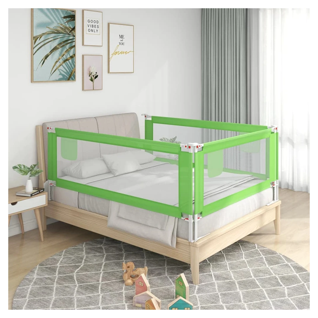 Balustradă de protecție pat copii, verde, 200x25 cm, textil - Această balustradă de pat oferă o protecție optimă împotriva căderii și asigură vise dulci pentru micuțul dvs. Fabricată din țesătură de poliester lav...