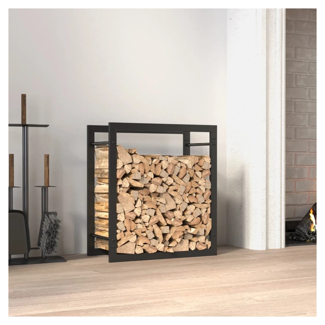 Suport pentru lemne de foc, negru mat, 50x28x56 cm, oțel - Acest suport pentru lemne de foc este o soluție ideală pentru depozitarea ordonată a lemnelor de foc. Material durabil: Acest suport de depozitare a l...