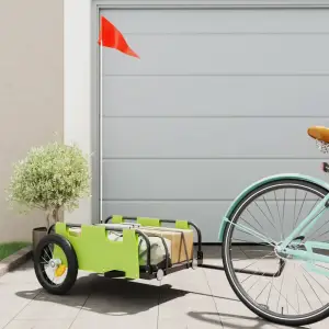 Remorcă de bicicletă pentru marfă, verde, textil oxford și fier - Această remorcă de bicicletă pentru marfă este perfect potrivită pentru transport, prin conectarea acesteia la bicicleta dvs.  Construcție robustă: Ac...