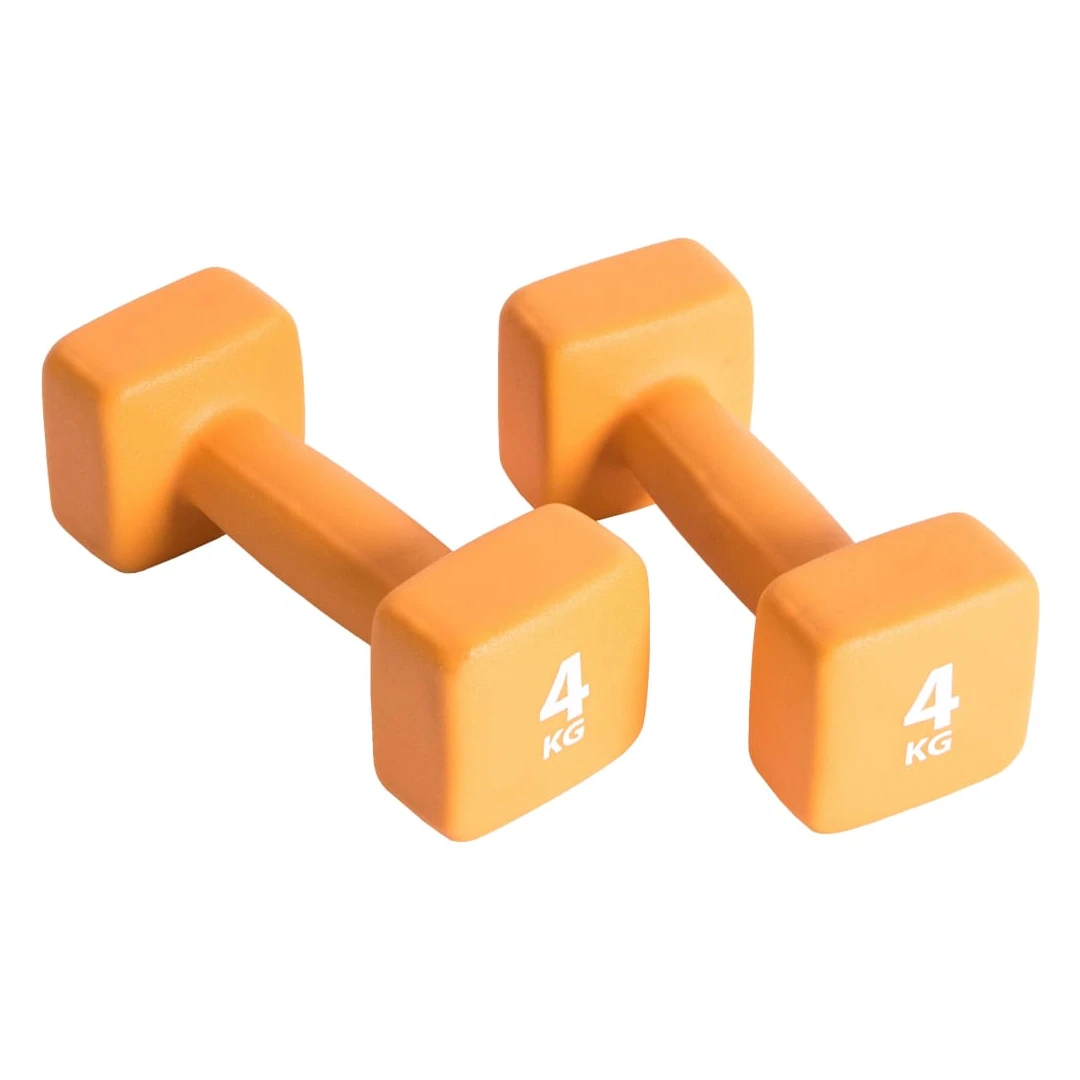 Pure2Improve Set de gantere, portocaliu, 2 x 4 kg, neopren - Setul de gantere din neopren de la Pure2Improve este format din 2 gantere în culori stridente, fiind accesoriul de fitness perfect pentru un antrename...