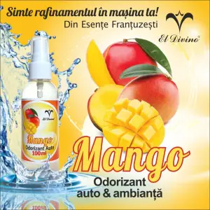 Odorizant auto concentrat 100 ml – Mango - Vei avea în mașina ta un parfum puternic și persistent, dar prietenos cu simțul tău olfactiv. În fabricarea lui s-au respectat standardele de calitate și siguranță a consumatorului. Pentru că știm cât de mult ții la mașina ta! Poate fi folosit atat pentru parfumarea intensa a interiorului masinii cat si a incaperilor, a camerelor. 100 ml