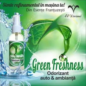 Odorizant auto concentrat 100 ml – Green Freshness - Vei avea în mașina ta un parfum puternic și persistent, dar prietenos cu simțul tău olfactiv. În fabricarea lui s-au respectat standardele de calitate și siguranță a consumatorului. Pentru că știm cât de mult ții la mașina ta! Poate fi folosit atat pentru parfumarea intensa a interiorului masinii cat si a incaperilor, a camerelor. 100 ml