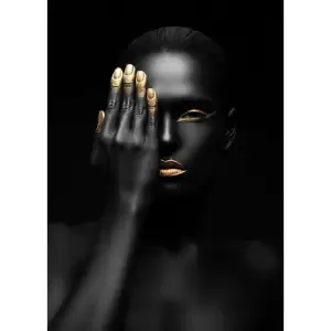 Tablou Canvas, Portret de femeie, Black, Gold, 60 x 90 cm - <p>Tabloul se livreaza gata pentru expunere.</p>