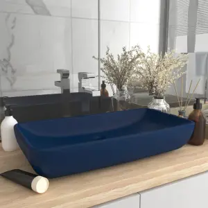 Chiuvetă dreptunghiulară lux, albastru mat, 71x38 cm, ceramică - Lavoarul dreptunghiular este realizat din ceramică premium, fiind un element de decor ideal pentru orice baie, toaletă sau budoar. Suprafața sa mată ș...