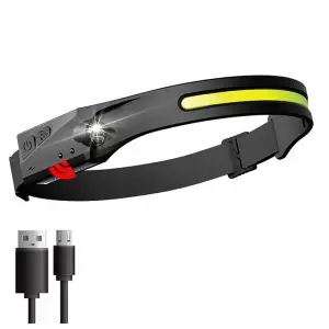 Lanterna de cap cu senzor de miscare, reincarcabila, rezistent la apa, cablu USB de incarcare, 5 moduri, negru - 