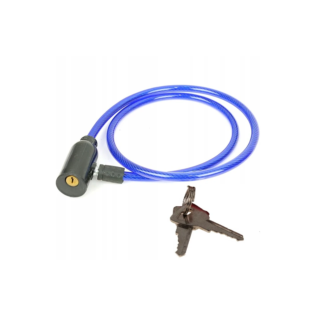 Antifurt pentru bicicleta cu 2 chei, 80 cm, cablu de 3 mm, albastru - 
