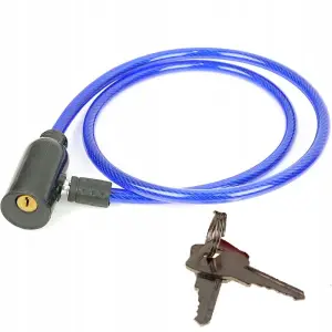 Antifurt pentru bicicleta cu 2 chei, 80 cm, cablu de 3 mm, albastru - 