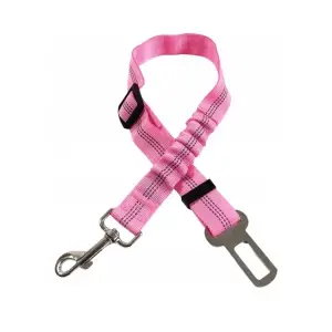 Lesa tip centura de siguranta pentru auto, pentru caini si pisici, 91 cm, elastica, roz - 