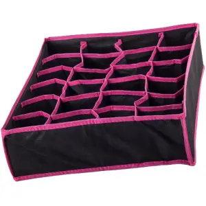 Organizator pentru sertar cu 24 compartimente, 32 x 32 cm, x 10 cm, roz/negru - 