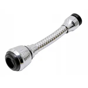 Prelungitor flexibil pentru robinet, 15 cm, cu aerator, otel inoxidabil si silicon, argintiu - 