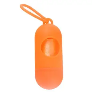 Set suport saci igienici pentru caini cu 1 rola de saci, portocaliu - 