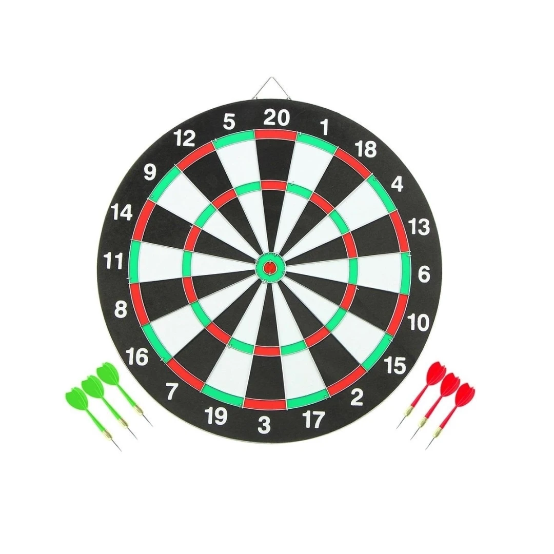 Set joc darts, placa dubla cu 6 sageti, diametru 36 cm, grosime 10 mm, multicolor - 