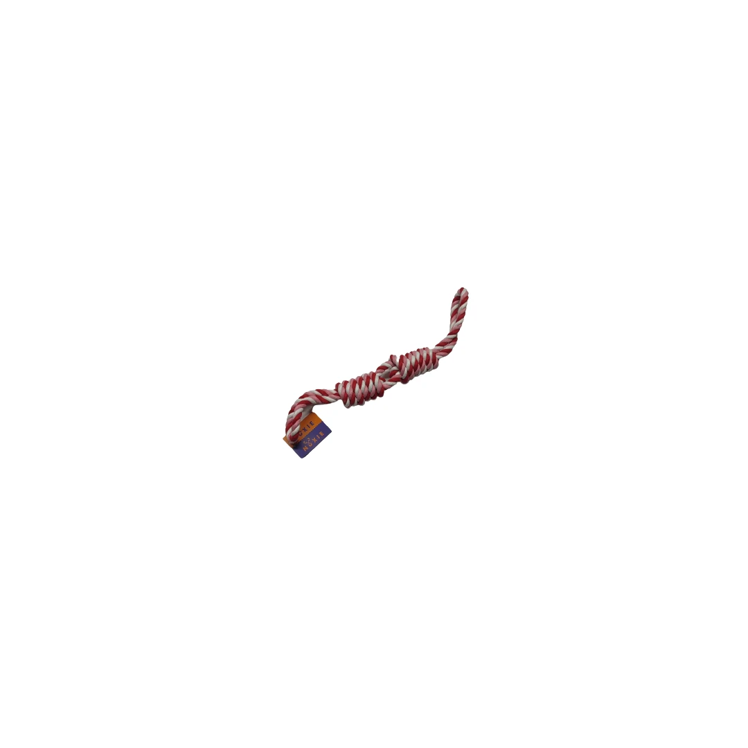 Jucarie pentru caini tip snur bumbac mare XXL, 45 cm, multicolor/rosu - 