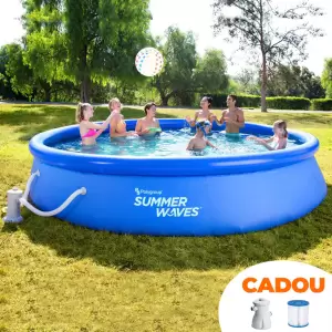 Piscină Instant "Family Summer Waves", cu inel gonflabil; Dimensiuni 366 x 76cm (Pompă filtrare inclusă) - 