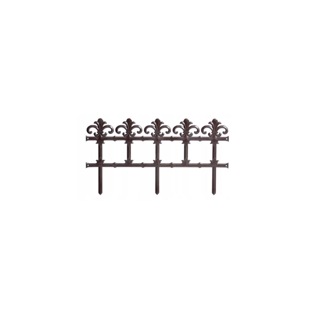 Gard de gradina decorativ, din plastic, maro inchis, set 6 buc, 3.72 m x 34 cm - 