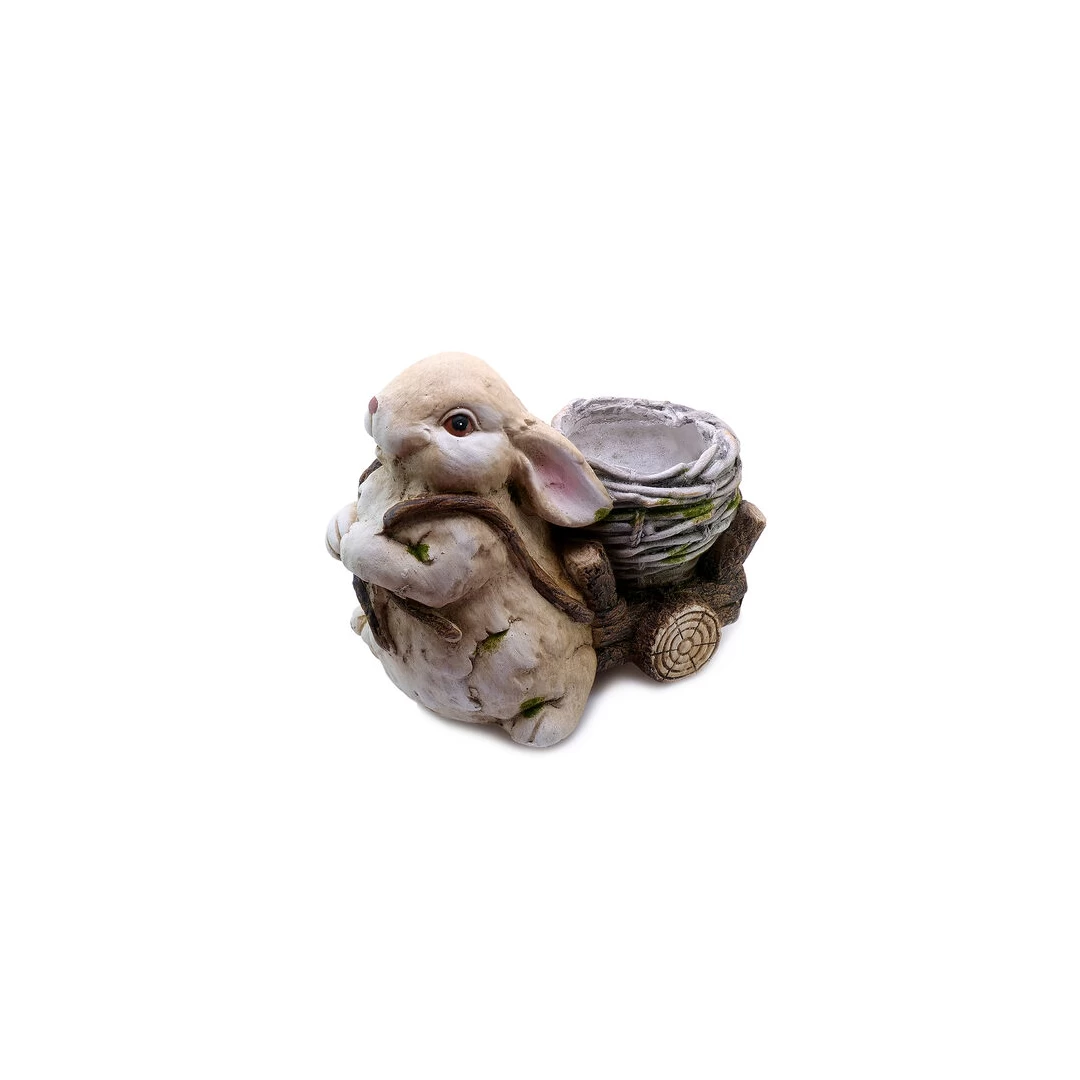 Decoratiune gradina, ceramica, iepure cu carucior, 34x19x39 cm - Decoratiune gradina, ceramica, iepure cu carucior, 34x19x39 cm