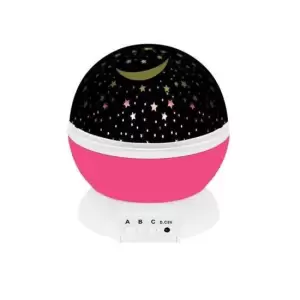 Lampa de noptiera cu proiector, pentru copii, cupola rotativa, roz, incarcare USB/4xAAA, 12.7x13.5 cm, Isotrade - 