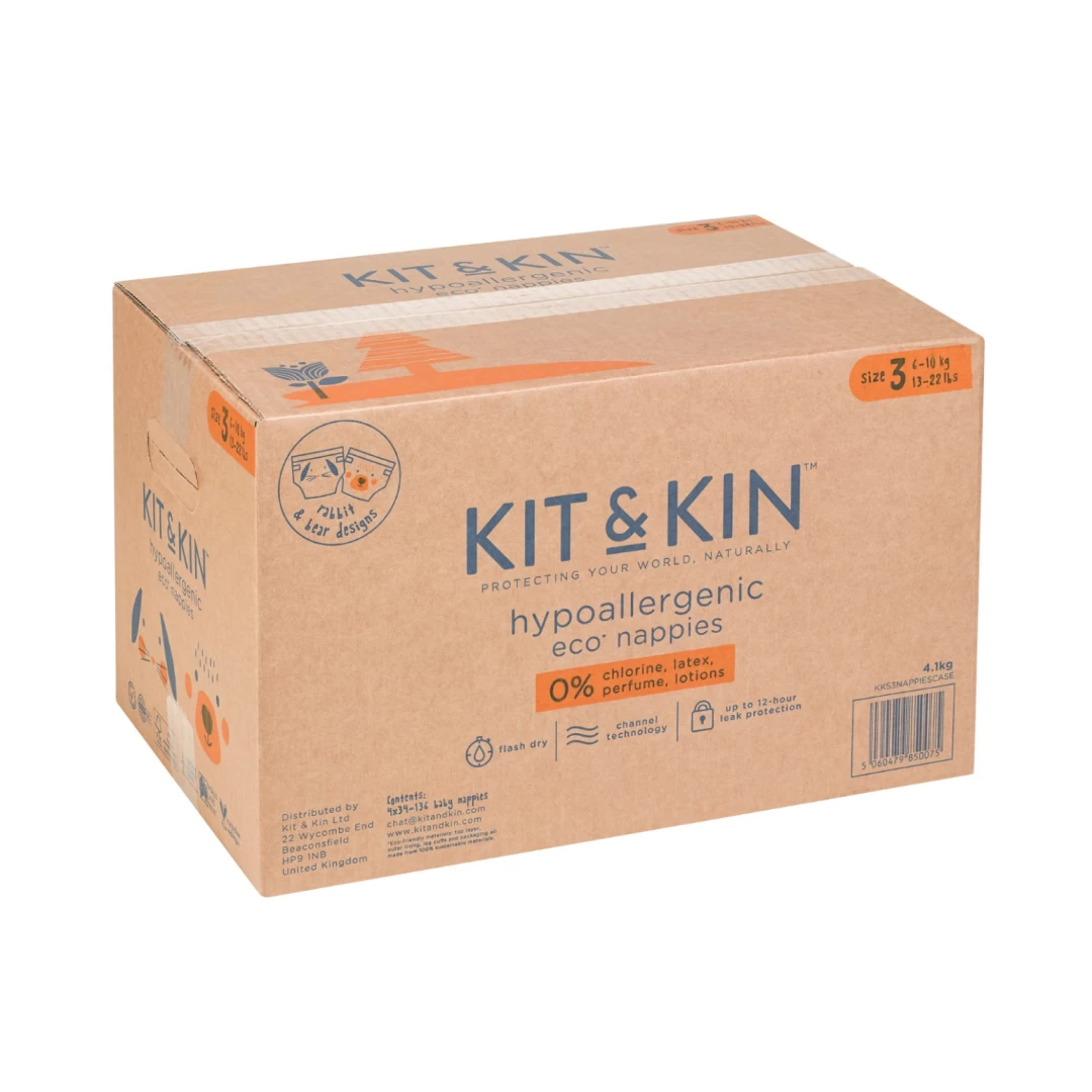 Scutece Hipoalergenice Eco Kit&Kin, Marimea 3, 6-10 kg , 128 buc - Scutece Hipoalergenice Eco Kit&Kin, Marimea 3, 6-10 kg , 128 buc