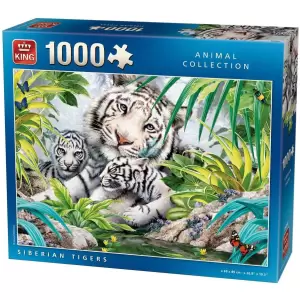King Puzzle 1000 piese Tigru siberian cu pui - 68*49 cm - Comanda King Puzzle 1000 piese Tigru siberian cu pui - 68*49 cm. Nu rata oferta!