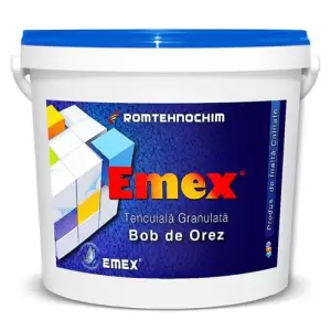 Tencuiala Decorativa Granulata “EMEX” cu aspect Bob de Orez , Alb, Bidon 25 KG - 
