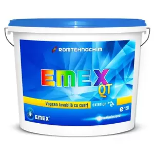 Vopsea Lavabila Exterior Cuartz “EMEX QT”, Bleu Pastel, Bidon 15 Litri - 