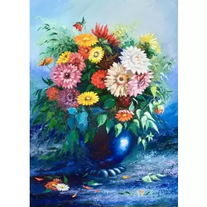 Tablou Vaza albastra cu flori colorate, 50 x 70 cm, Multicolor - <p>Tabloul se livreaza gata pentru expunere.</p>