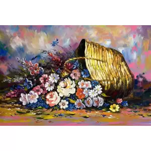 Tablou Canvas, Cos cu flori, 90 x 60 cm, Multicolor - <p>Tablou Canvas, Cos cu flori, 90 x 60 cm, Multicolor</p>