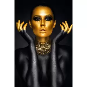 Tablou Canvas, Portret de femeie, Black and Gold, 60 x 90 cm, Multicolor - <p>Tablou Canvas, Portret de femeie, Black and Gold, 60 x 90 cm, Multicolor</p>