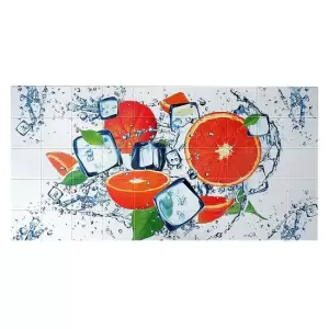 Panou decorativ, PVC, model portocale, alb si portocaliu, 96x48.5 cm - 