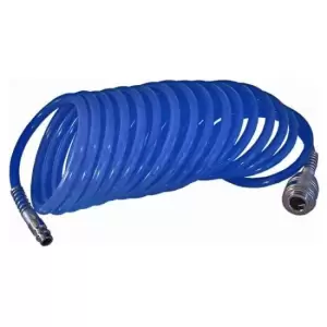 Furtun aer/presiune, spirala, rezistent la rupere, PU, albastru, 1/4", 12 bar, 5 m, Pansam, Dedra - Furtun aer/presiune, spirala, rezistent la rupere, PU, albastru, 1/4", 12 bar, 5 m, Pansam, DedraAcest furtun este utilizat pentru conexiuni in instalatii de aer comprimat.Furtunul este fabricat din poliuretan si este rezistent la indoire.Specificatii:Presiune maxima de lucru: 12 barCuplaj rapid: 1/4"Diametru exterior cablu: 8 mmDiametru interior cablu: 5 mmLungime cablu: 5 m