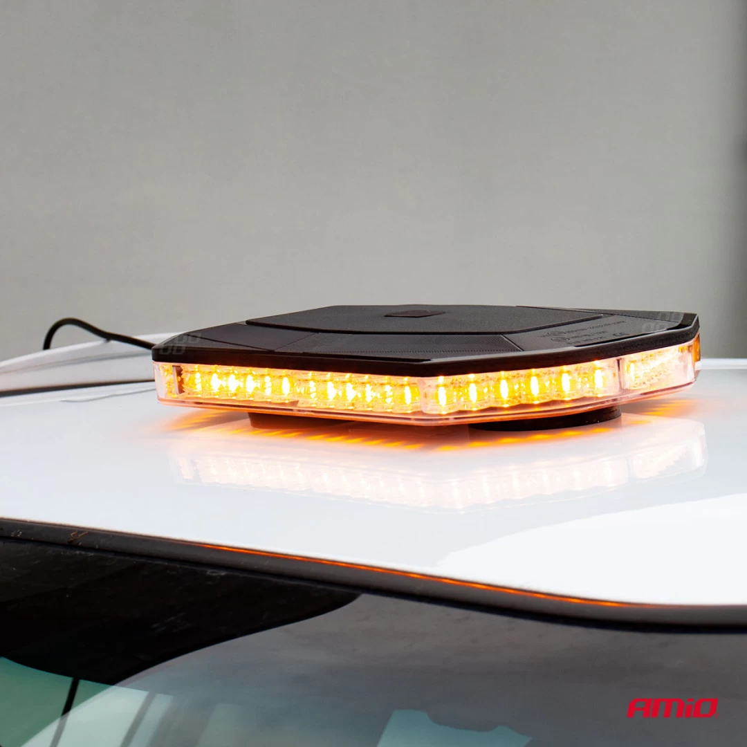 Rampa luminoasa girofar, culoare Orange, alimentare 12 24V, 48 LED-uri, protectie IP56, montaj cu magnet - 