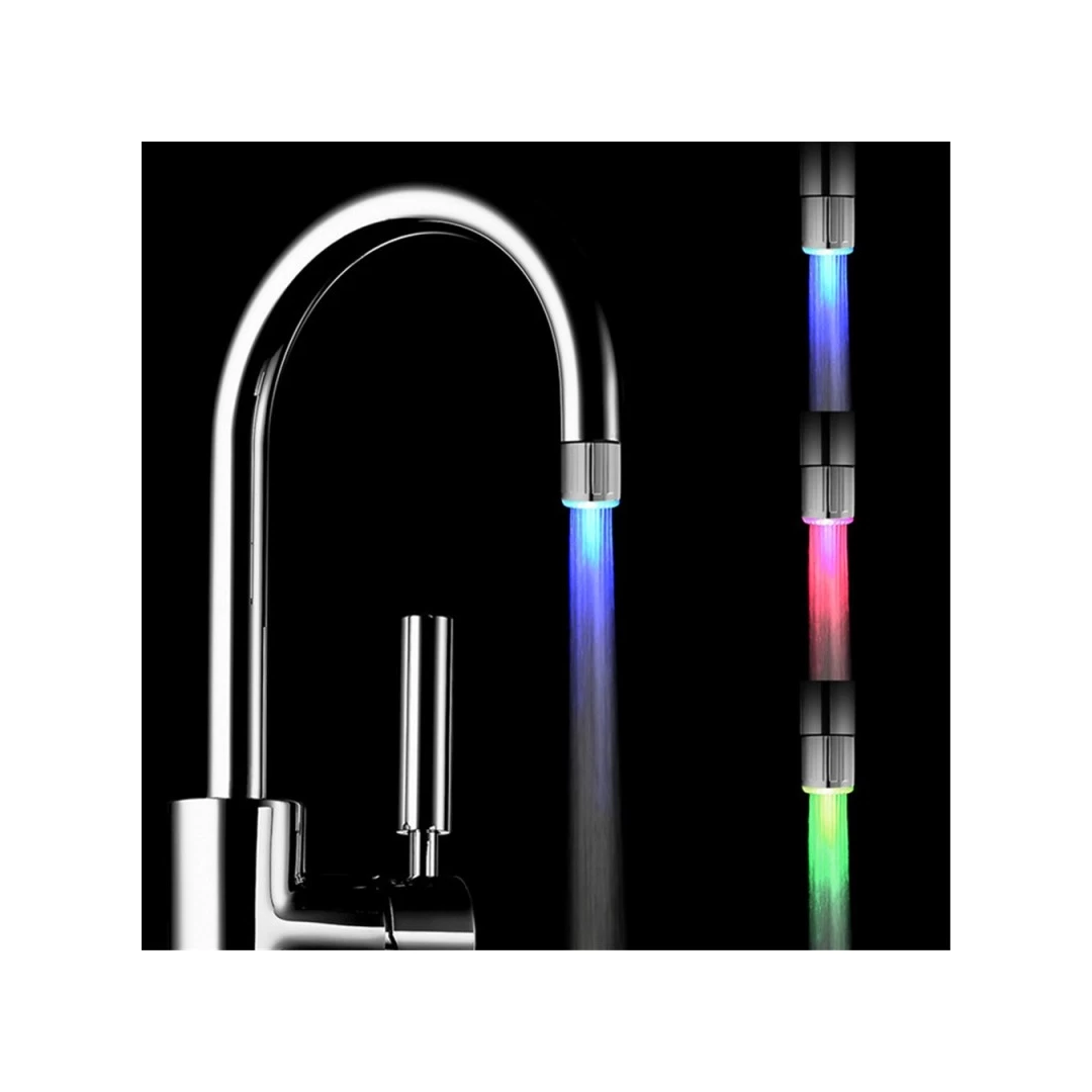 Cap robinet cu LED si senzor de temperatura, iluminare in 3 culori in functie de temperatura apei - 