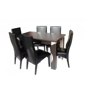 Set masa MARIO cu 6 scaune tapitate RH6012C Negru - Avem pentru tine mobilier set masa cu 6 scaune tapitate pentru living si bucatarie, culoare negru. Produse de calitate la preturi avantajoase.