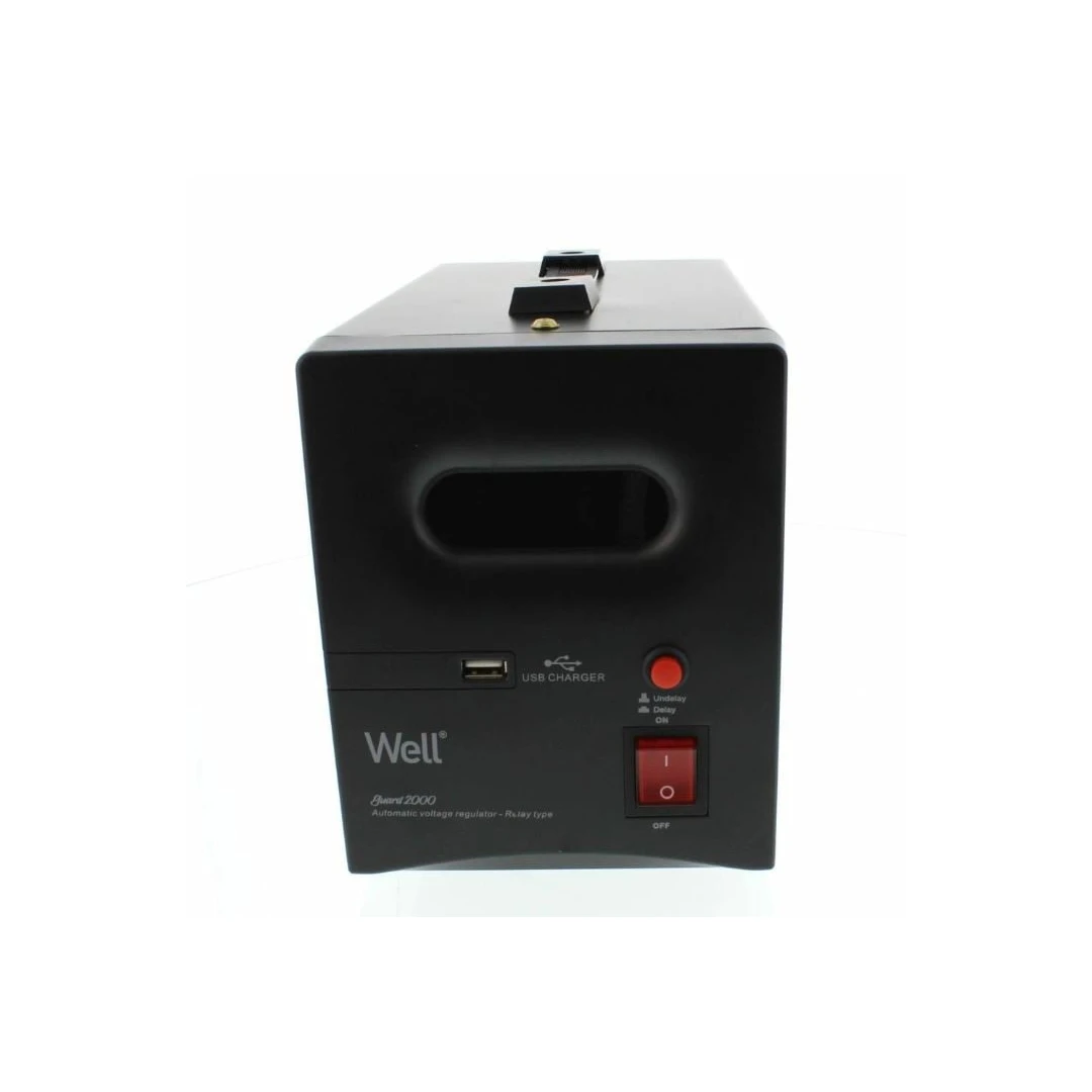 Stabilizator automat de tensiune cu releu 2000VA/1200W, negru Well - Achizitioneaza stabilizator automat de tensiune cu releu, performant, la oferte de nerefuzat