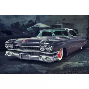 Tablou Canvas, Auto, Cadillac, 90 x 60 cm, Rama lemn, Multicolor - 