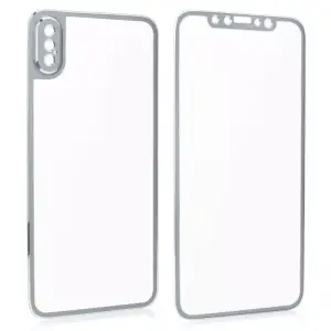 Folie protectie din sticla pentru Iphone X, full cover Argintiu - 