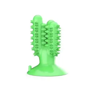 Jucarie model perie pentru curatarea dintilor la caini, verde - 