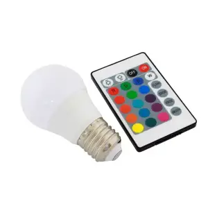 Bec LED 16 culori, cu telecomanda, 48x92 mm Alb - Alege din oferta noastra Bec LED SMART, RGB, 16 culori, cu telecomanda, 48x92 mm Alb. Avem super oferte, nu rata