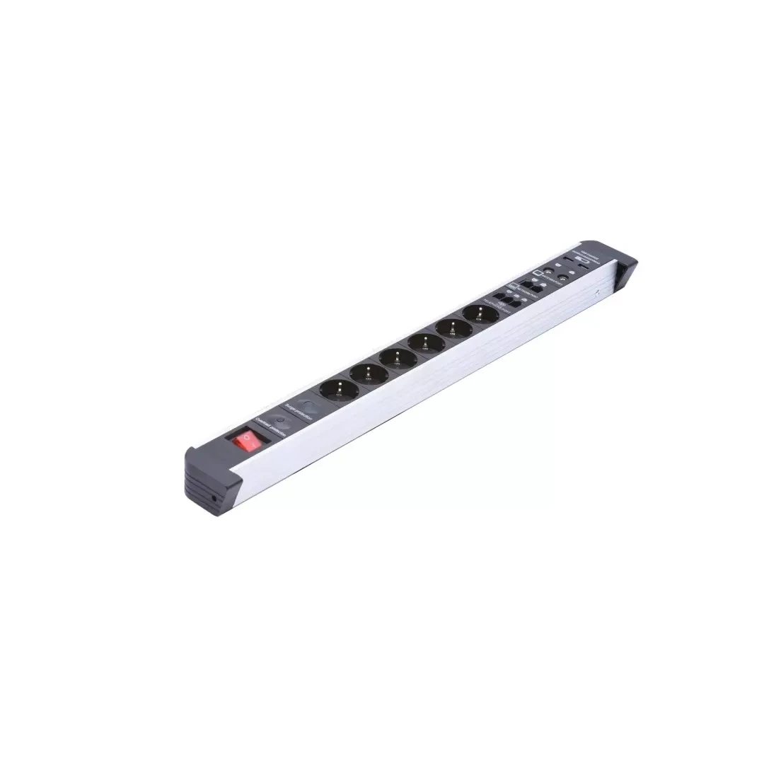 Prelungitor multifunctional cu 6 prize, 2 porturi USB si diverse interfete, Gonga® Alb - 