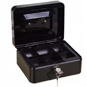 Cutie pentru bani, depozitare obiecte, metalica, cu incuietoare,15x12 cm, Gonga® Negru - 