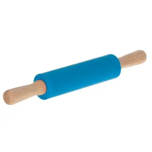 Sucitor din silicon cu manere de lemn, 38 cm, Gonga® Albastru - 