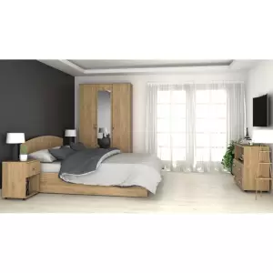Dormitor Florin STEJAR K003 - Avem pentru tine mobilier dormitor din pal melaminat, L120xA50xi200cm, pat 160x200, culoare stejar. Produse de calitate la preturi avantajoase.