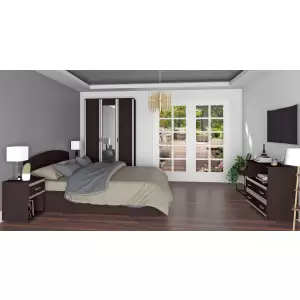 DORMITOR FLORIN WENGE - Avem pentru tine mobilier dormitor dulap 120x50x200cm, pat 160x200cm, culoare wenge. Mobila dormitor de calitate la preturi avantajoase.